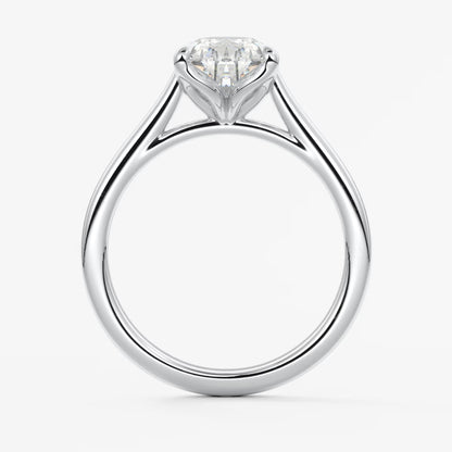Tulip pear cathedral engagement ring
