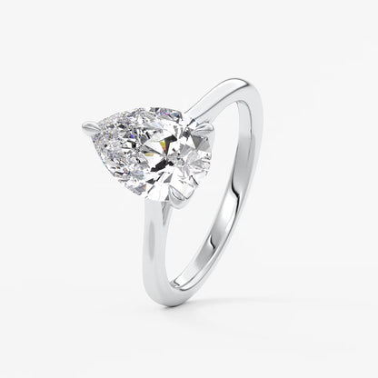 Tulip pear cathedral engagement ring