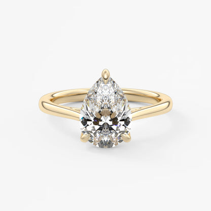 Tulip pear cathedral engagement ring