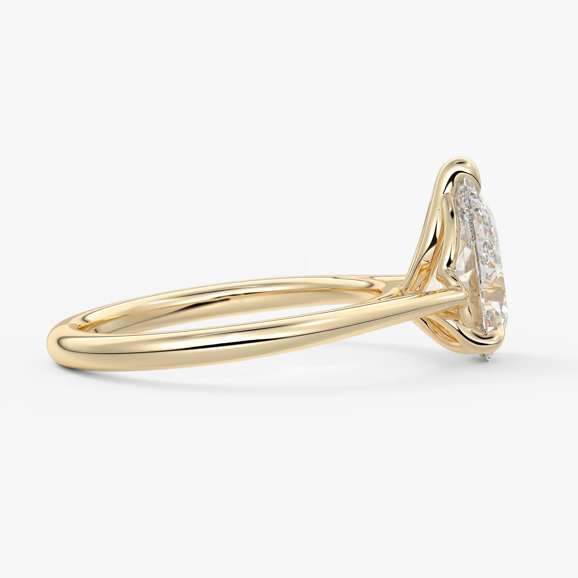 Tulip pear cathedral engagement ring