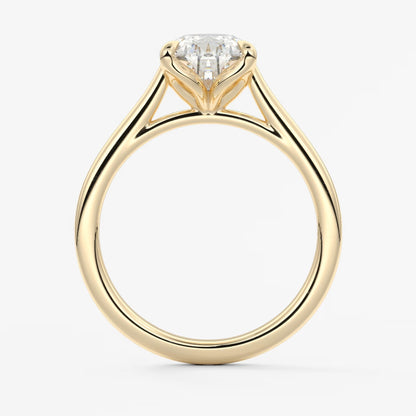 Tulip pear cathedral engagement ring