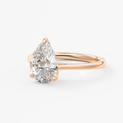 Tulip pear cathedral engagement ring