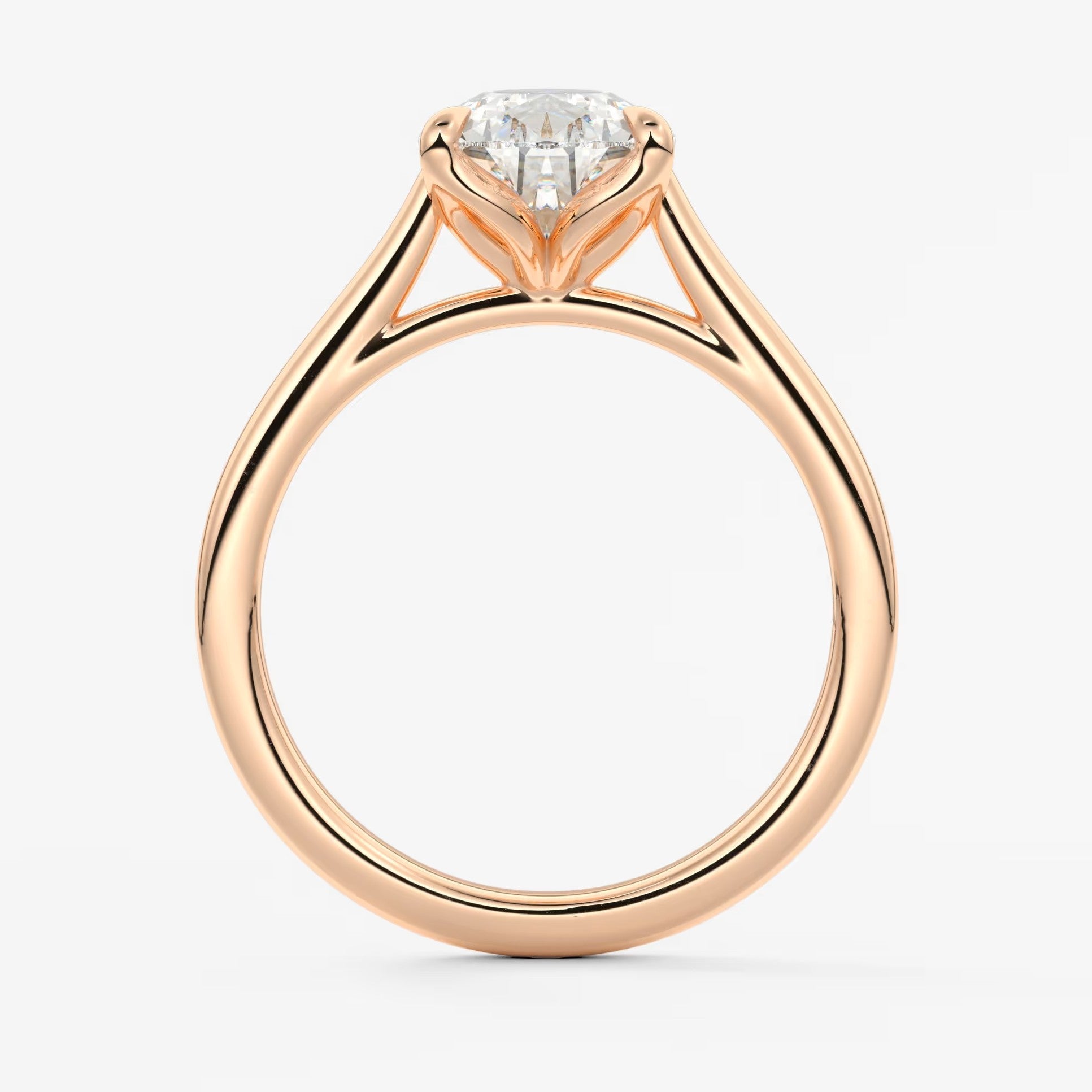 Tulip pear cathedral engagement ring