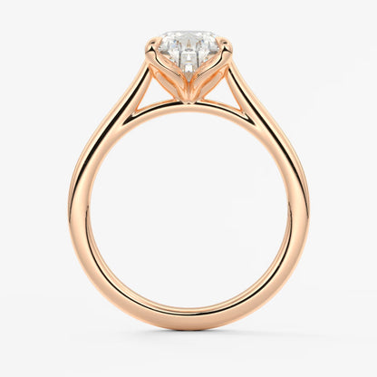 Tulip pear cathedral engagement ring