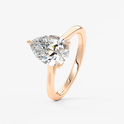 Tulip pear cathedral engagement ring