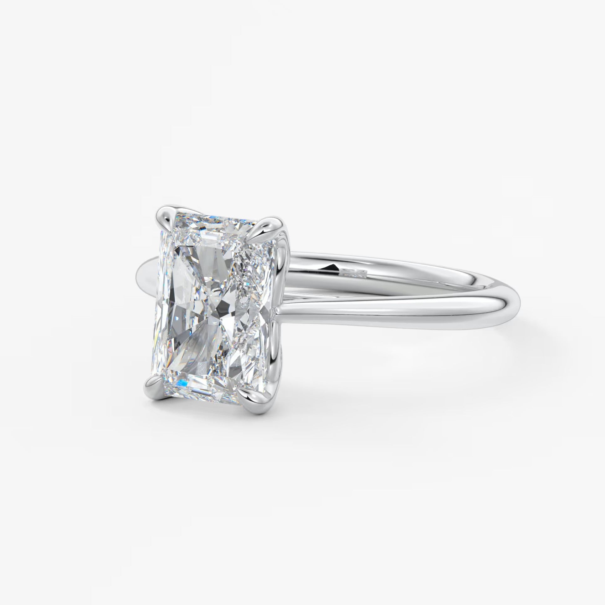 Tulip radiant cathedral engagement ring