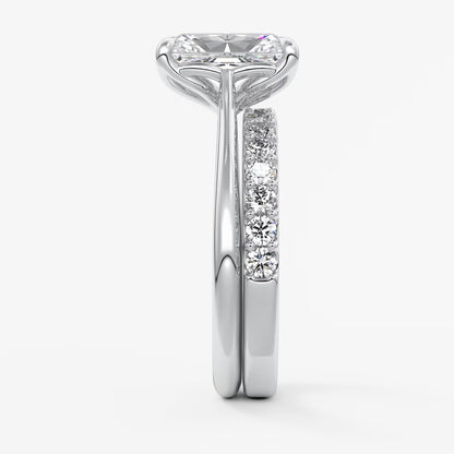 Tulip radiant cathedral engagement ring