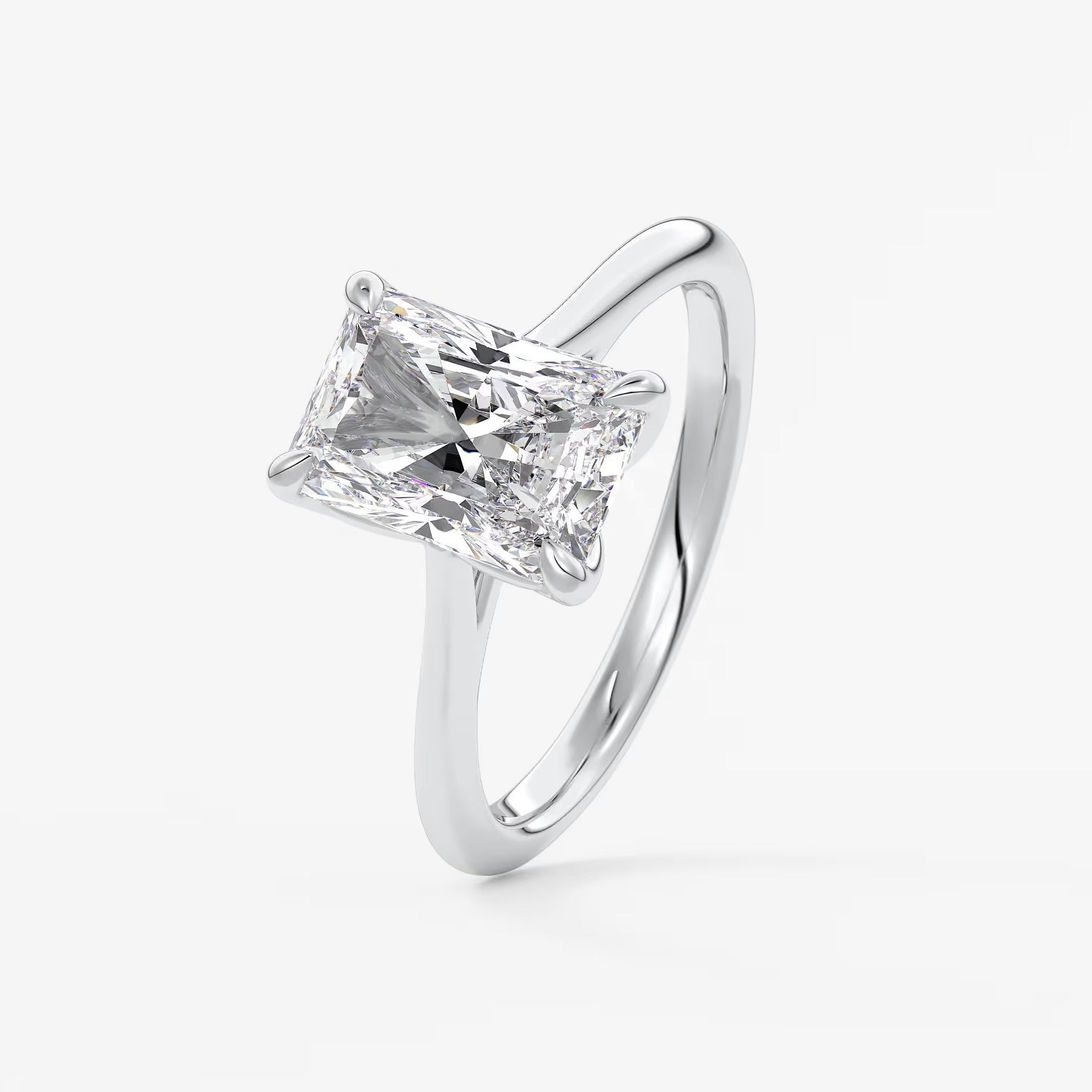 Tulip radiant cathedral engagement ring