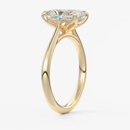 Tulip radiant cathedral engagement ring