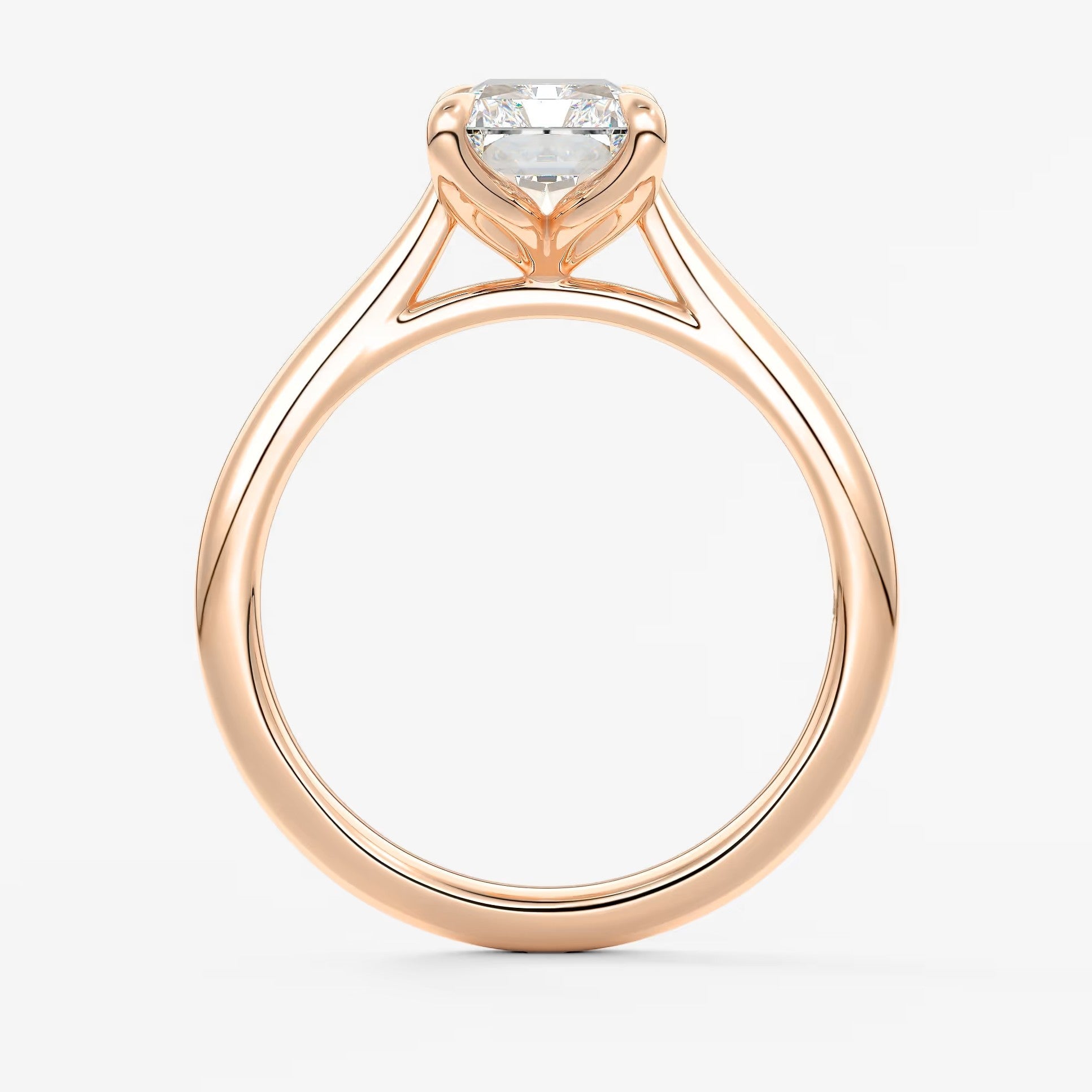 Tulip radiant cathedral engagement ring