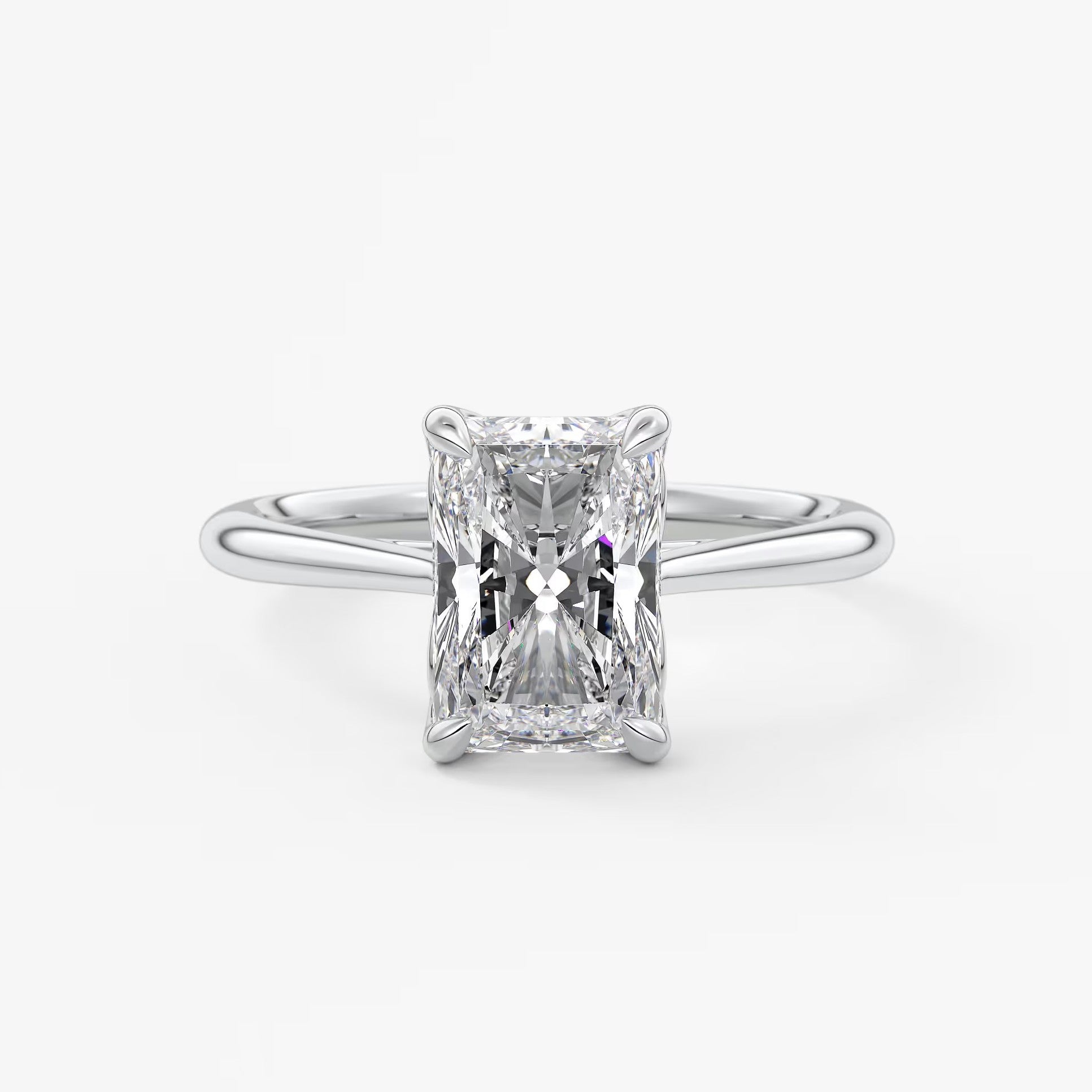 Tulip radiant cathedral engagement ring