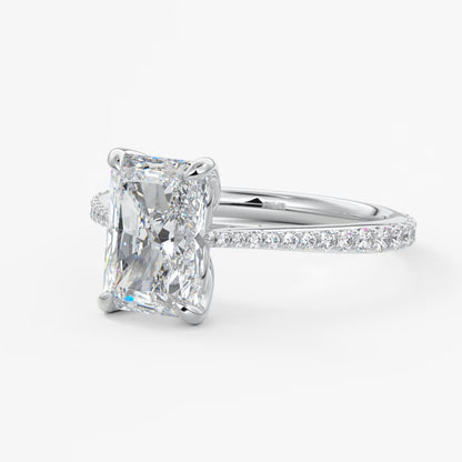 Tulip radiant pavé cathedral solitaire ring
