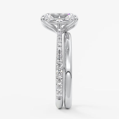 Tulip radiant pavé cathedral solitaire ring