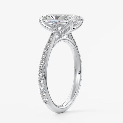 Tulip radiant pavé cathedral solitaire ring