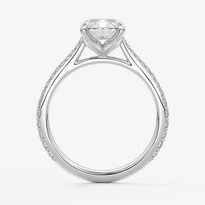 Tulip radiant pavé cathedral solitaire ring
