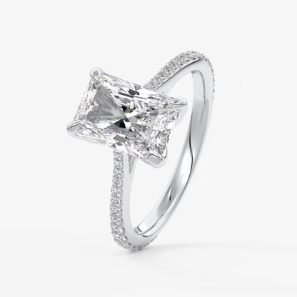 Tulip radiant pavé cathedral solitaire ring