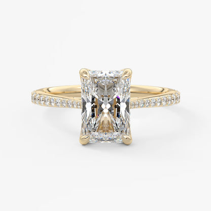 Tulip radiant pavé cathedral solitaire ring