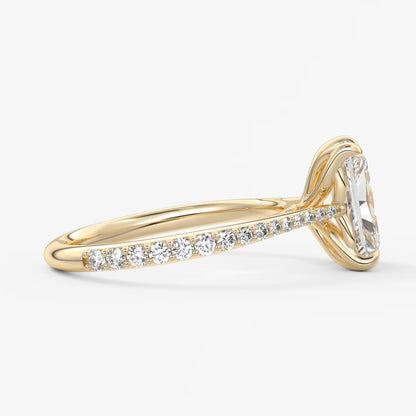 Tulip radiant pavé cathedral solitaire ring