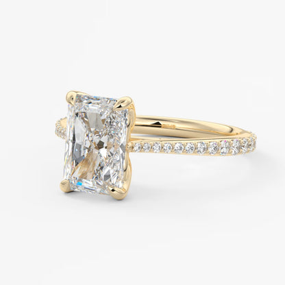 Tulip radiant pavé cathedral solitaire ring