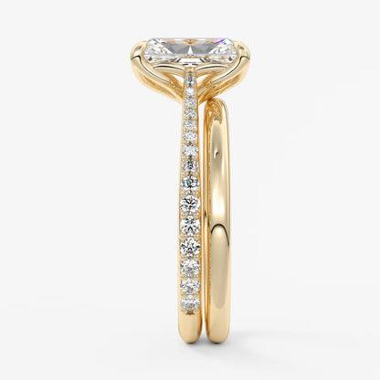 Tulip radiant pavé cathedral solitaire ring