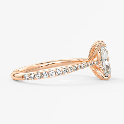 Tulip radiant pavé cathedral solitaire ring