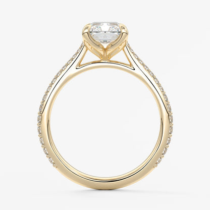 Tulip radiant pavé cathedral solitaire ring