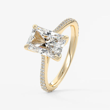 Tulip radiant pavé cathedral solitaire ring