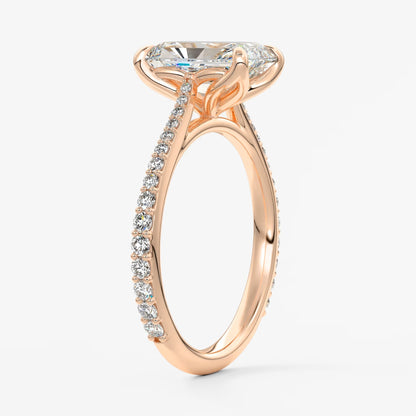 Tulip radiant pavé cathedral solitaire ring