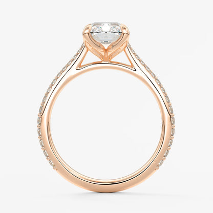 Tulip radiant pavé cathedral solitaire ring