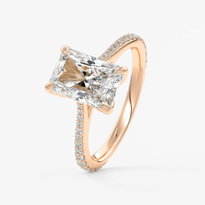 Tulip radiant pavé cathedral solitaire ring
