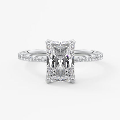 Tulip radiant pavé cathedral solitaire ring