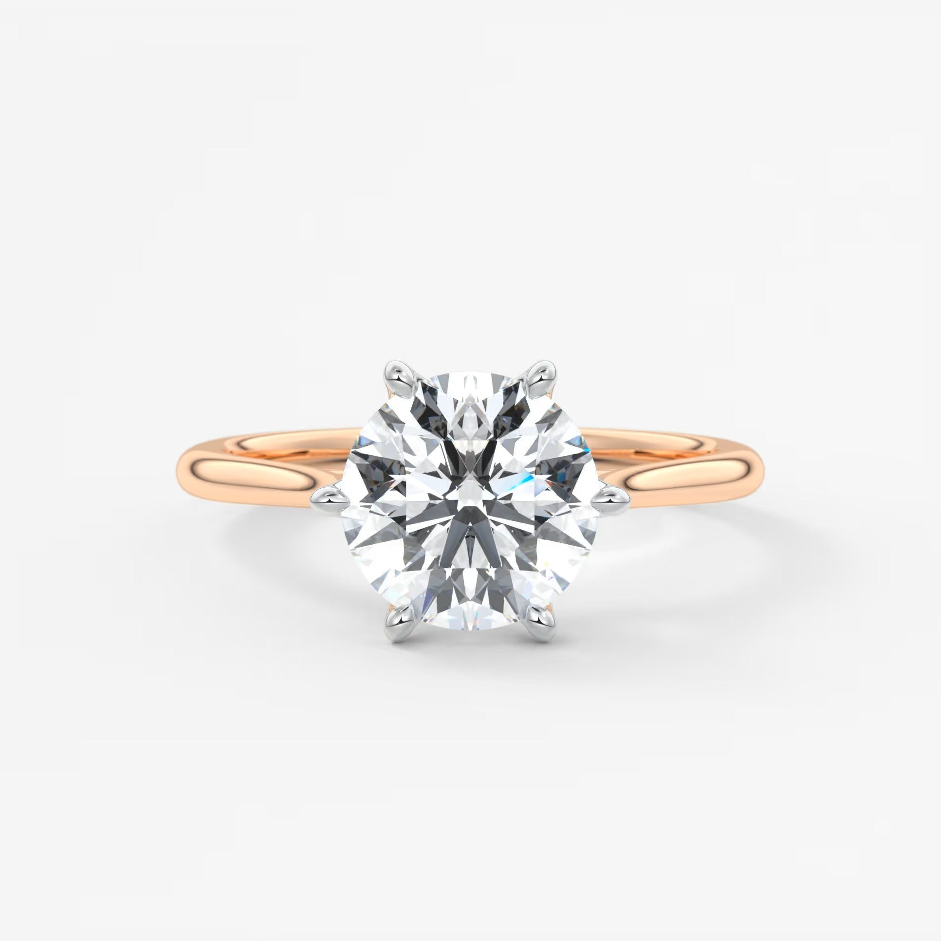 Tulip round two-tone cathedral engagement ring