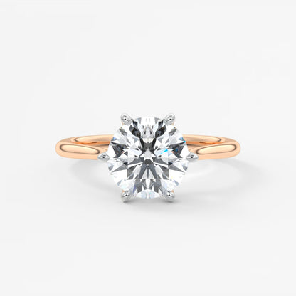 Tulip round two-tone cathedral engagement ring