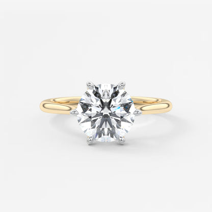 Tulip round two-tone cathedral engagement ring