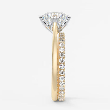 Tulip round two-tone cathedral engagement ring