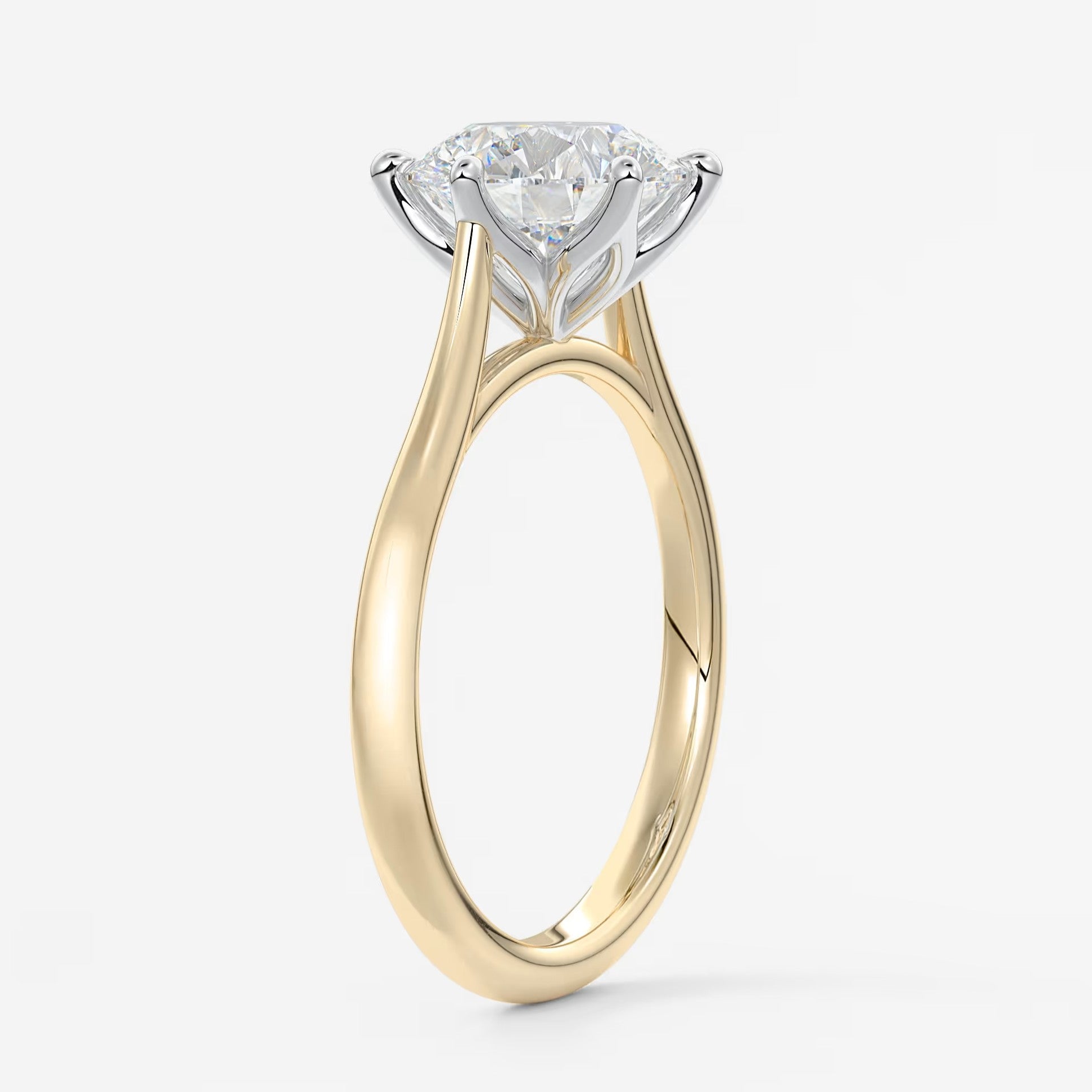 Tulip round two-tone cathedral engagement ring