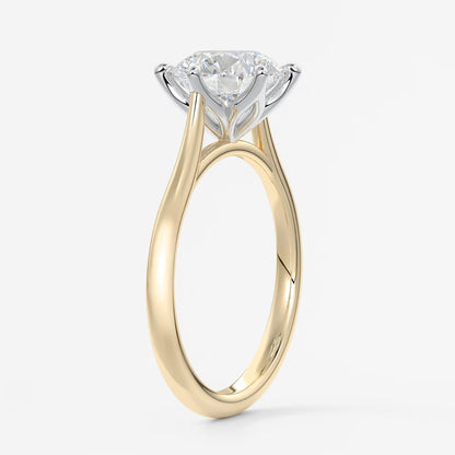 Tulip round two-tone cathedral engagement ring