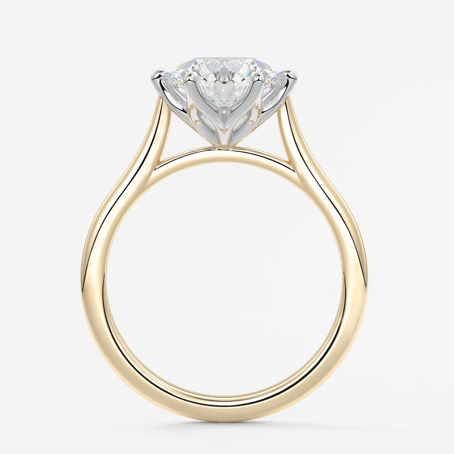 Tulip round two-tone cathedral engagement ring