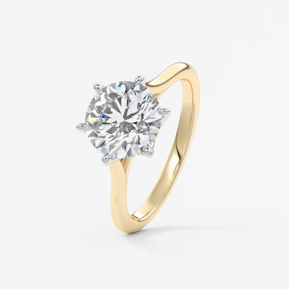 Tulip round two-tone cathedral engagement ring