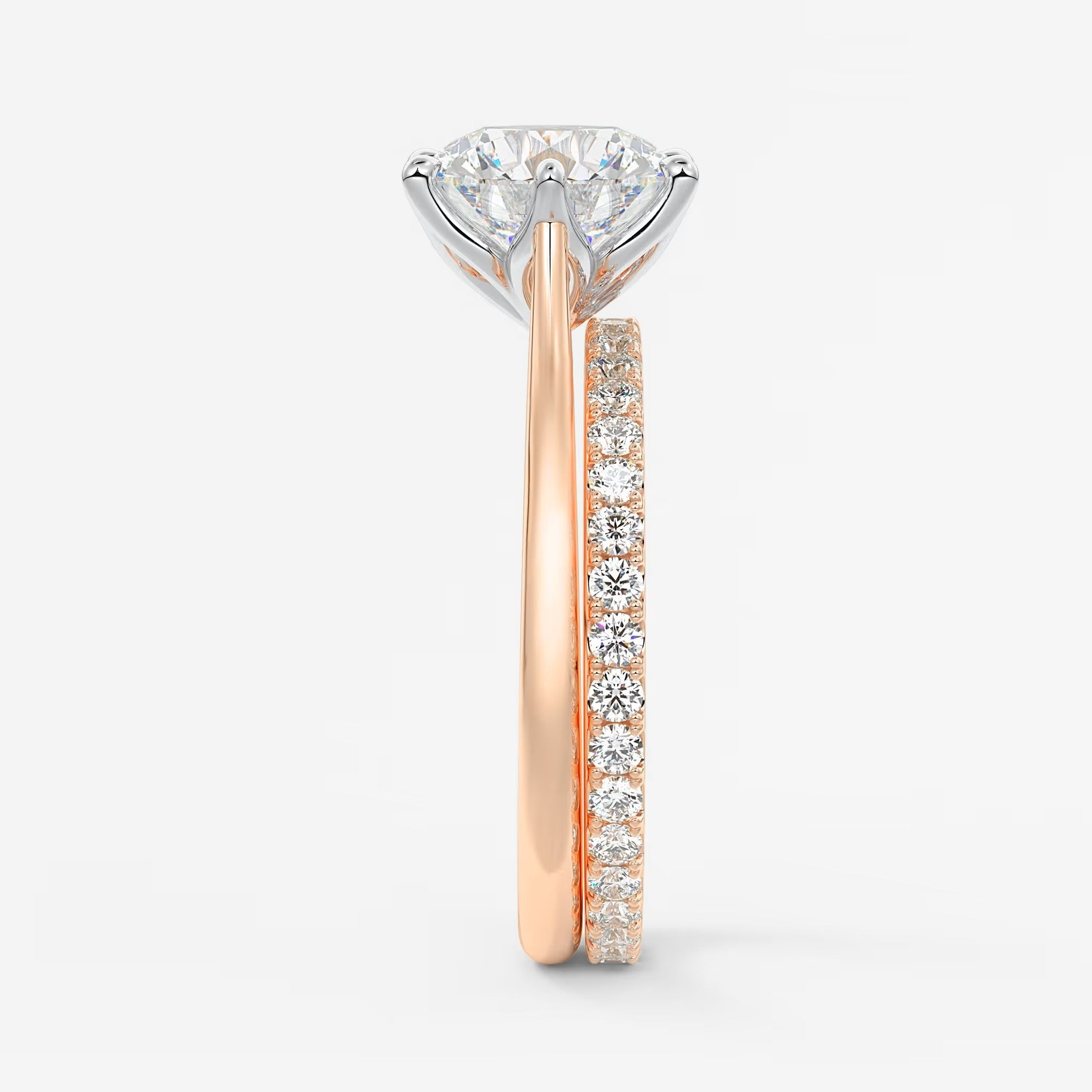 Tulip round two-tone cathedral engagement ring