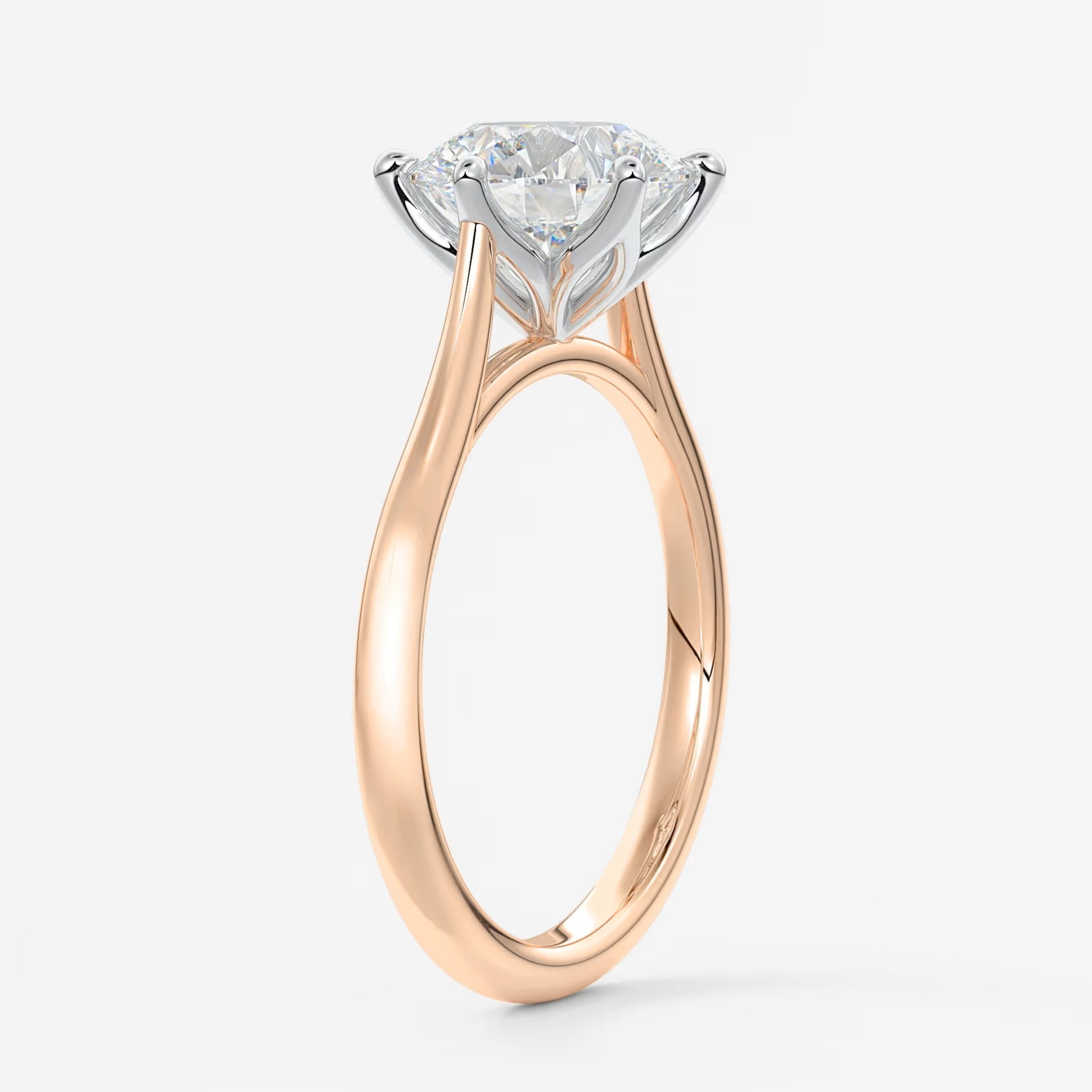 Tulip round two-tone cathedral engagement ring