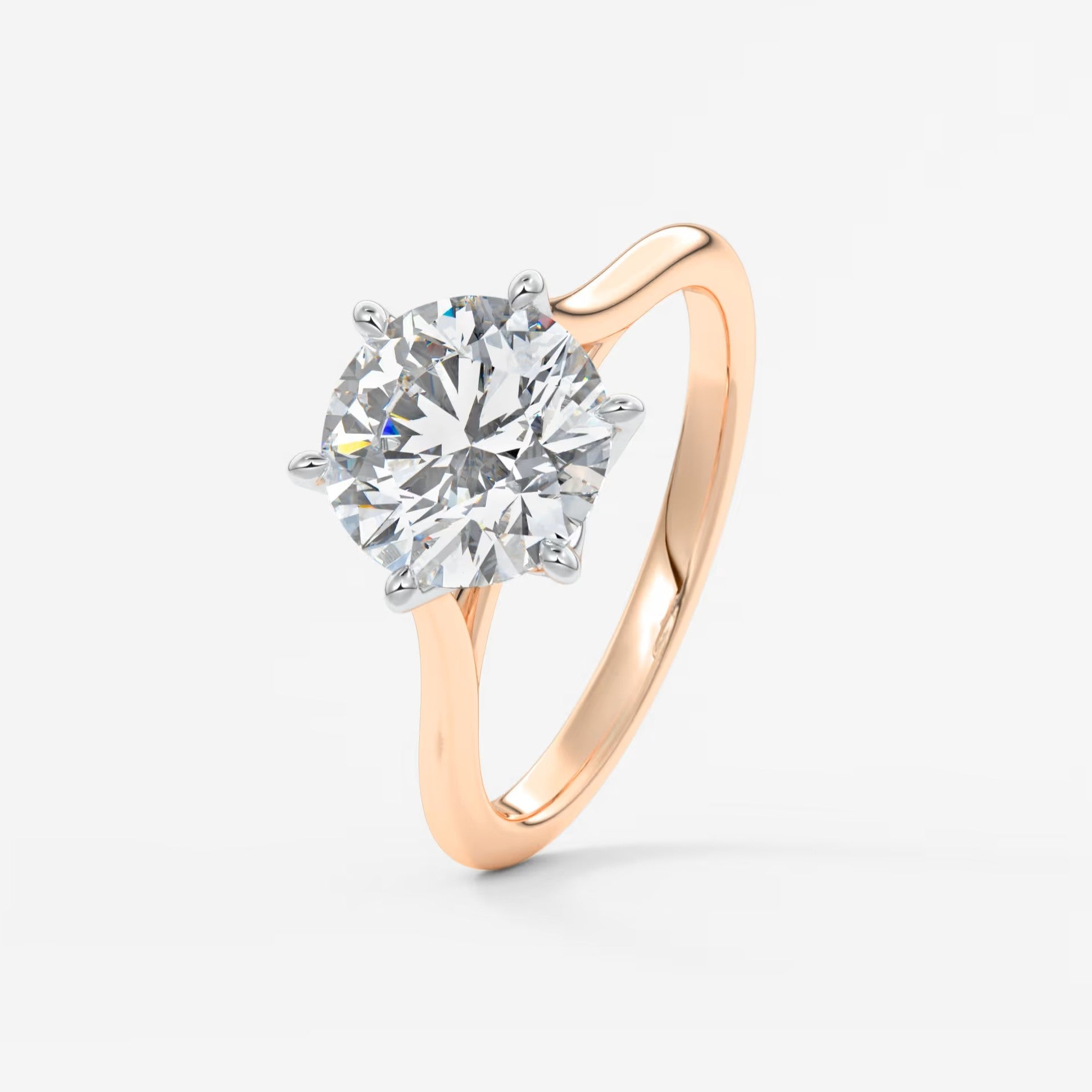 Tulip round two-tone cathedral engagement ring