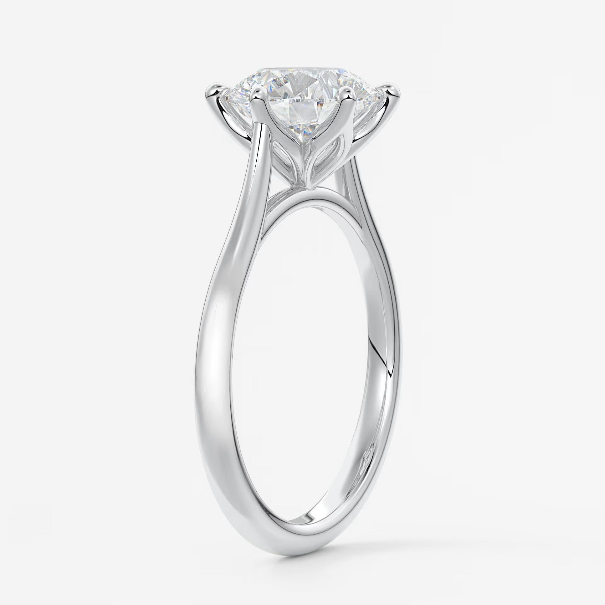 Tulip round two-tone cathedral engagement ring