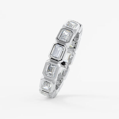 Valora east-west emerald bezel eternity band