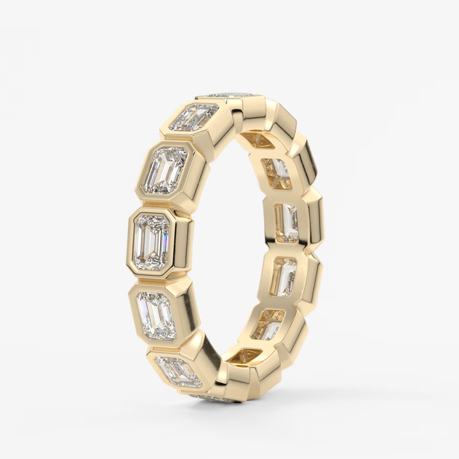 Valora east-west emerald bezel eternity band