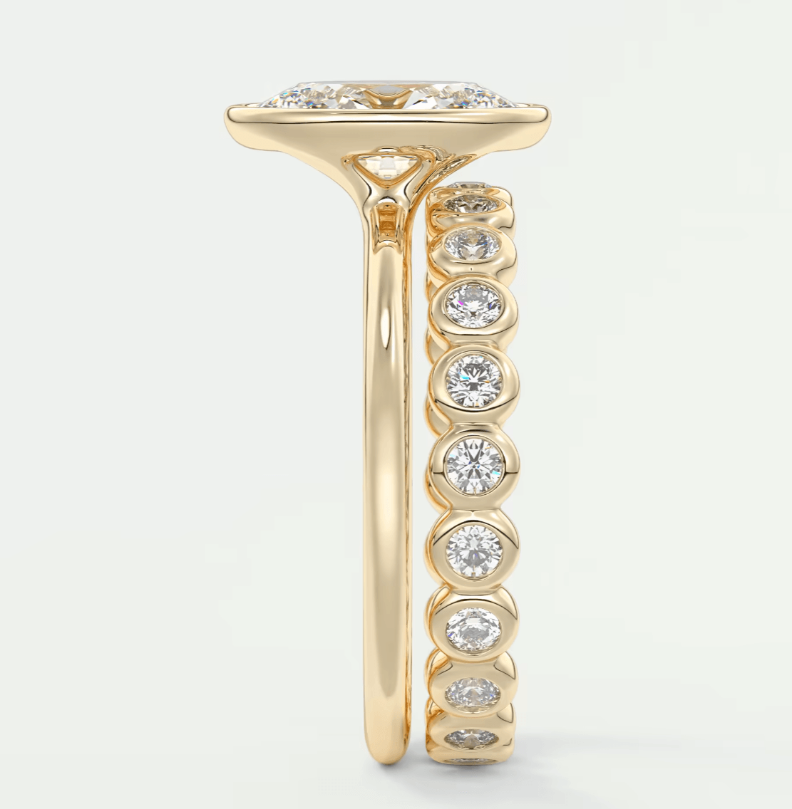 18k yellow gold diamond engagement ring with a halo design.