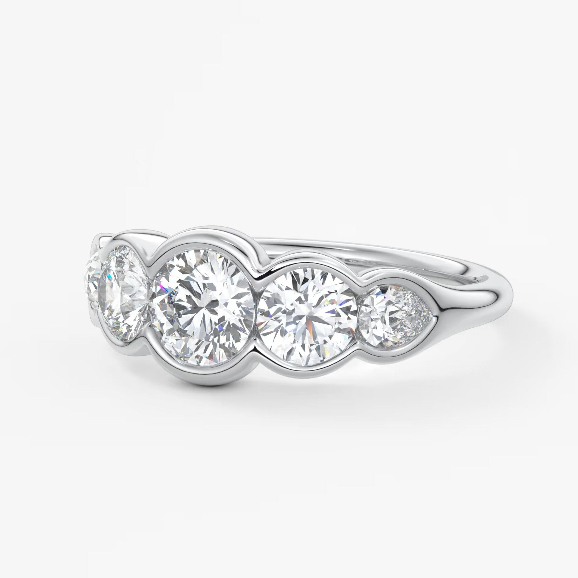 Virelle round and pear half-bezel engagement ring