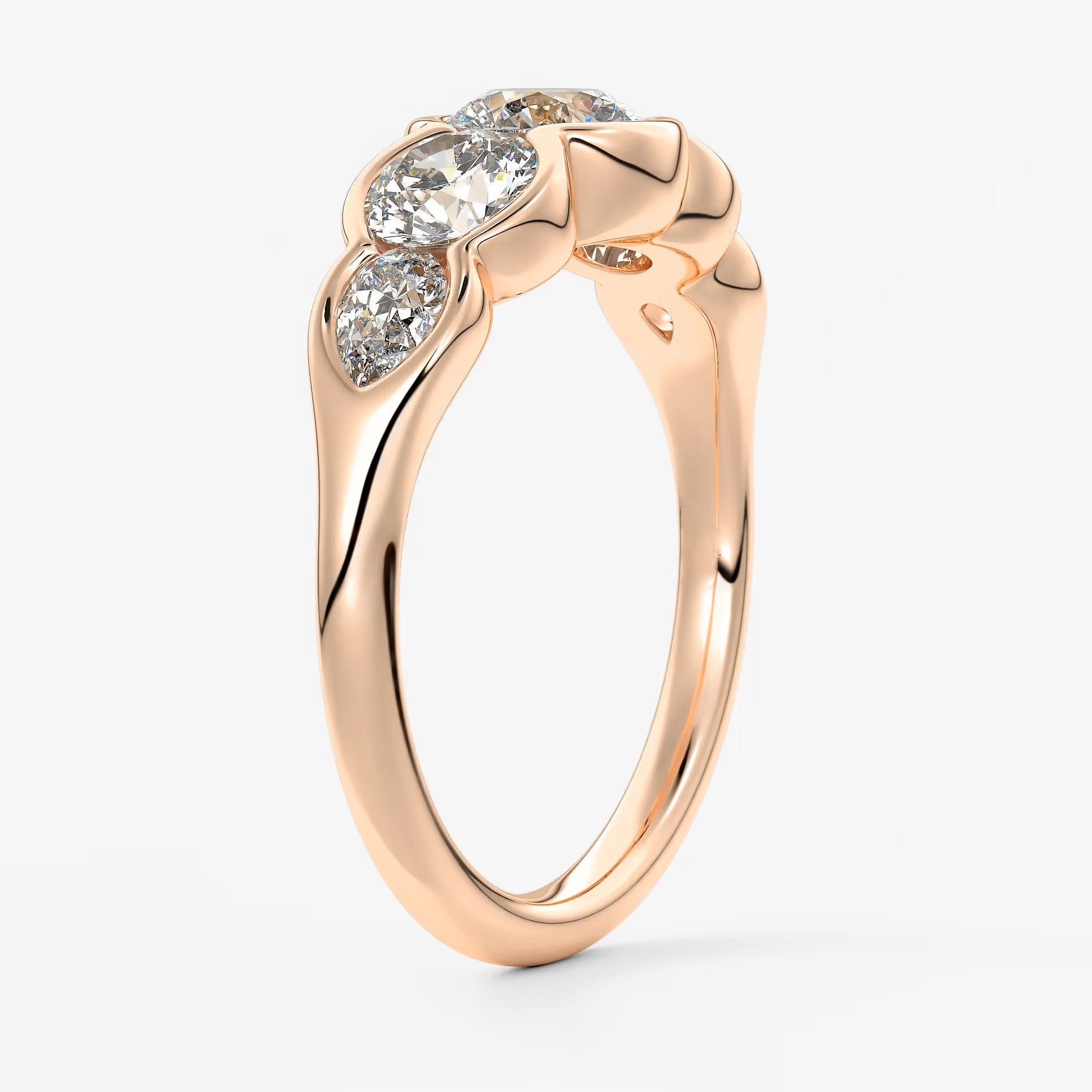 Virelle round and pear half-bezel engagement ring