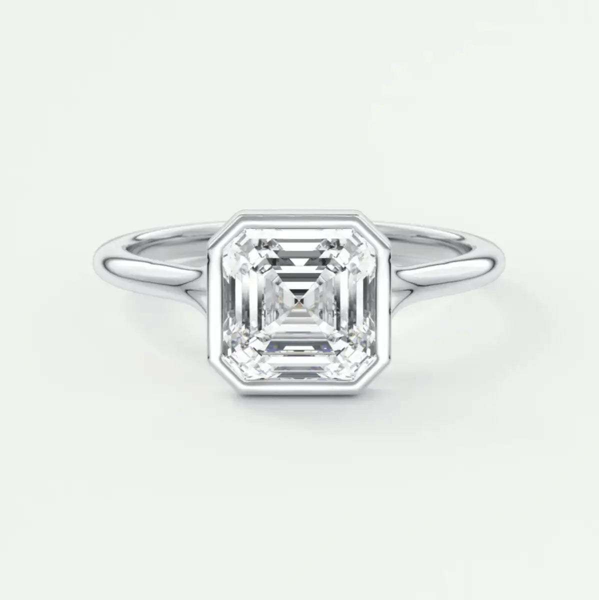 18k white gold asscher cut diamond engagement ring.