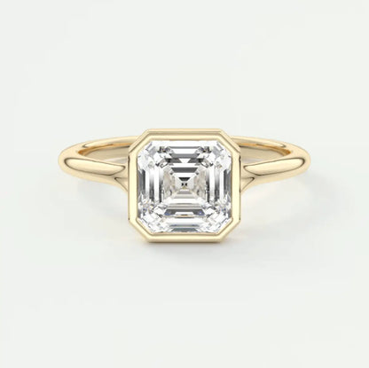 18k yellow gold asscher cut diamond engagement ring.